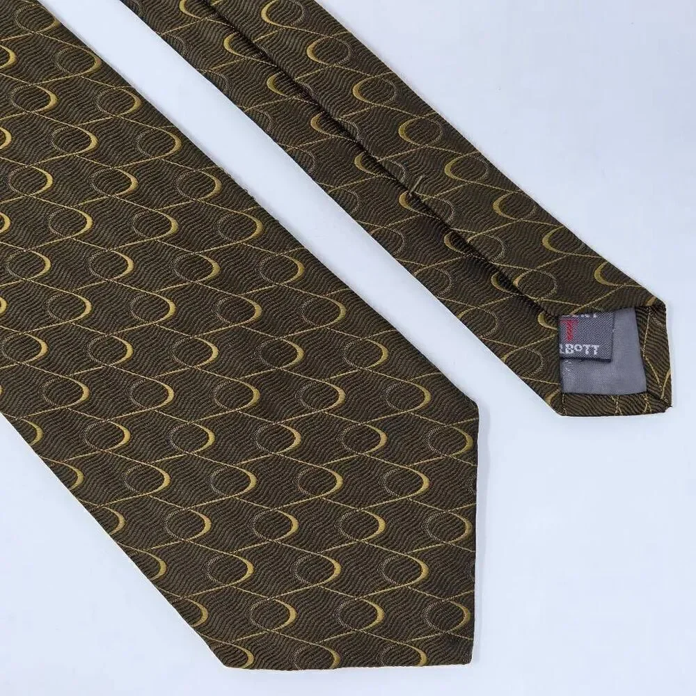 ROBERT TALBOTT BEST OF CLASS SILK TIE BROWN GOLD WAVE WEAVE SATIN 4